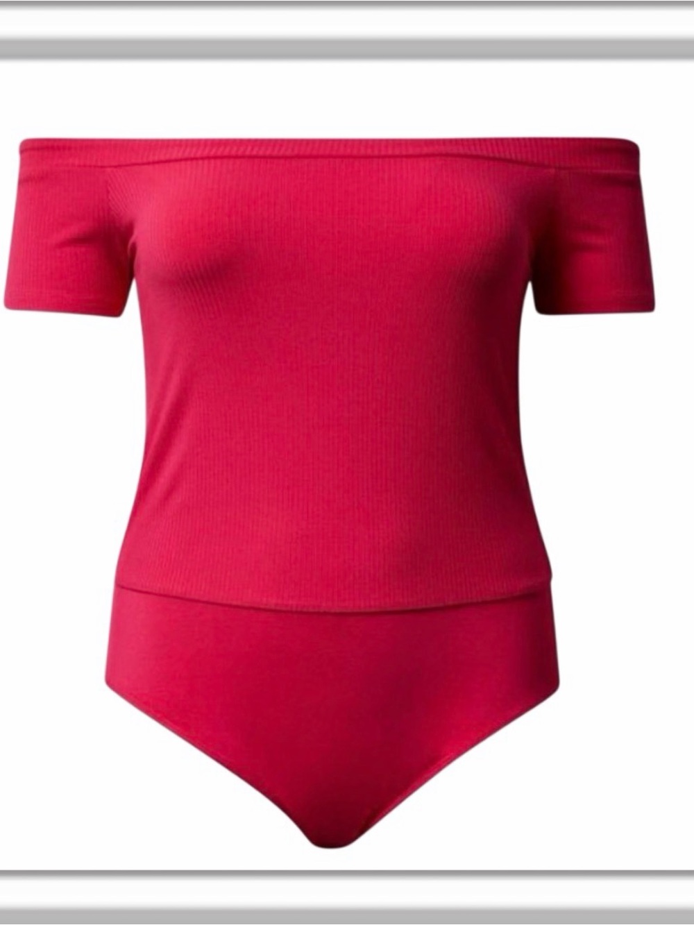 Torrid Everyday Ribbed Boatneck Off The Shoulder Bodysuit Size 1 US 1X Hot Pink